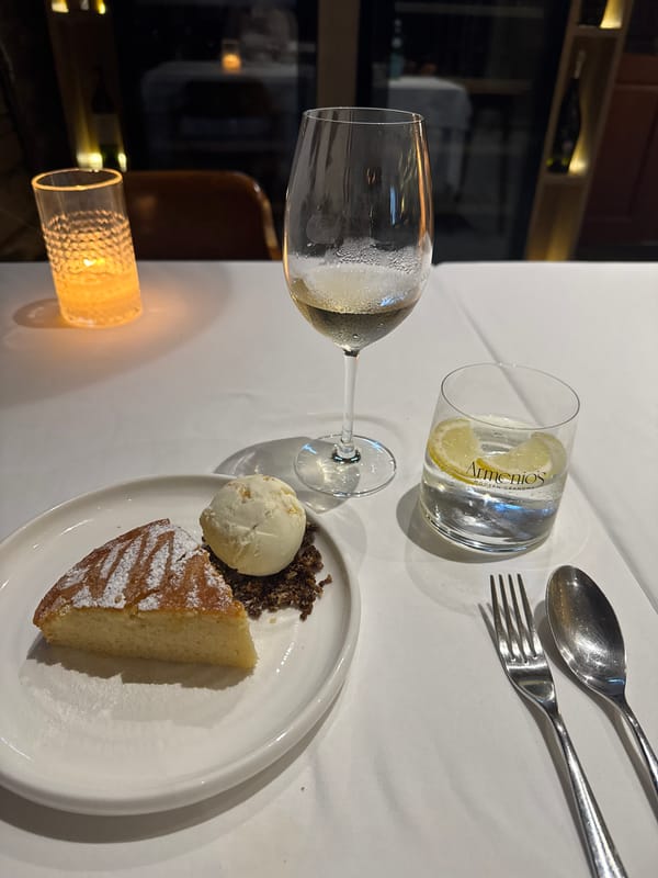 Dessert and drinks at a candlelit Bangkok restaurant