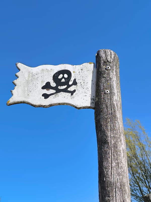 Skull and crossbones sign photographed in Alkmaar