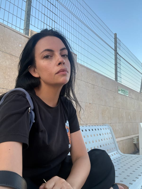 Waiting at Hod HaSharon station as the sun goes down