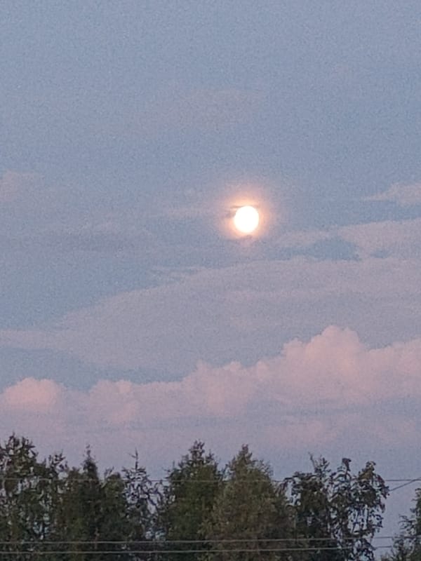 Full moon rises through wispy clouds over western Siberia