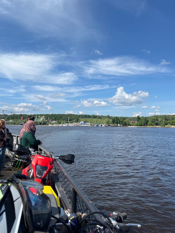 Ferry crossing documented by passengers near Kazan, Russia