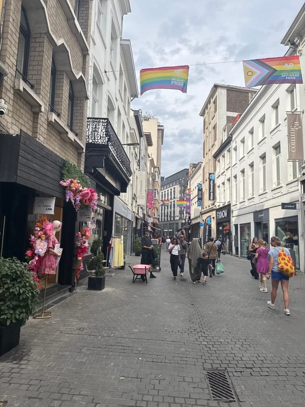 European city streets with architectural details and personal snapshots