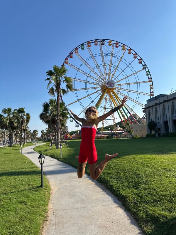 Photo session at Vietnamese amusement park with Ferris wheel