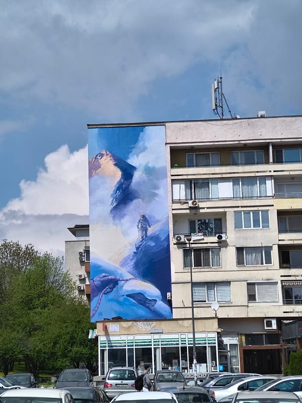 Mountain mural spotted on Sofia building facade
