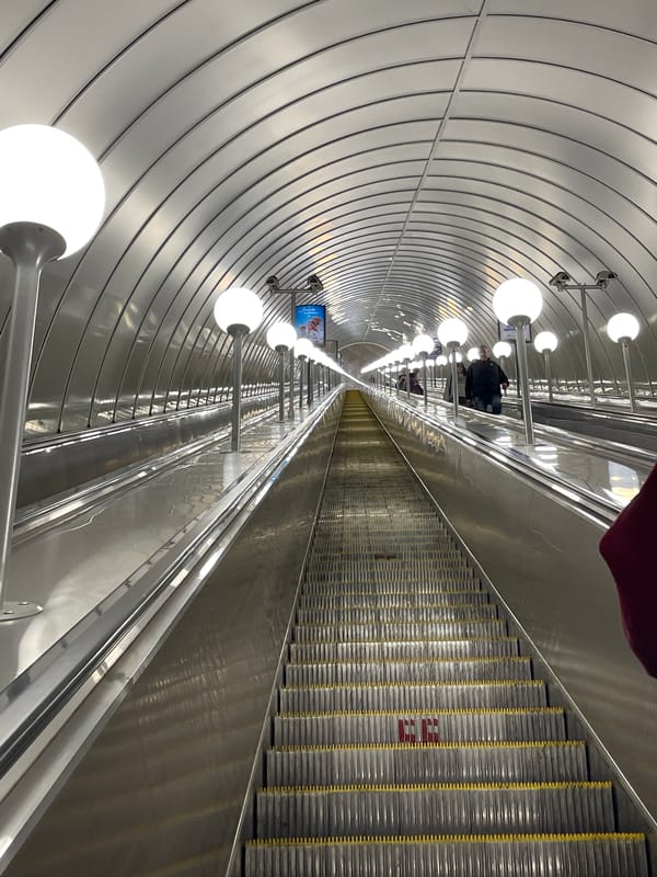 Evening commuter activity documented at Saint Petersburg's Avtovo metro station