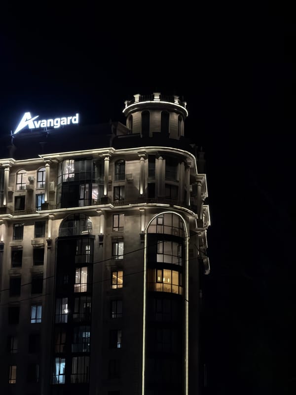 Bishkek commercial buildings documented in day and night photography