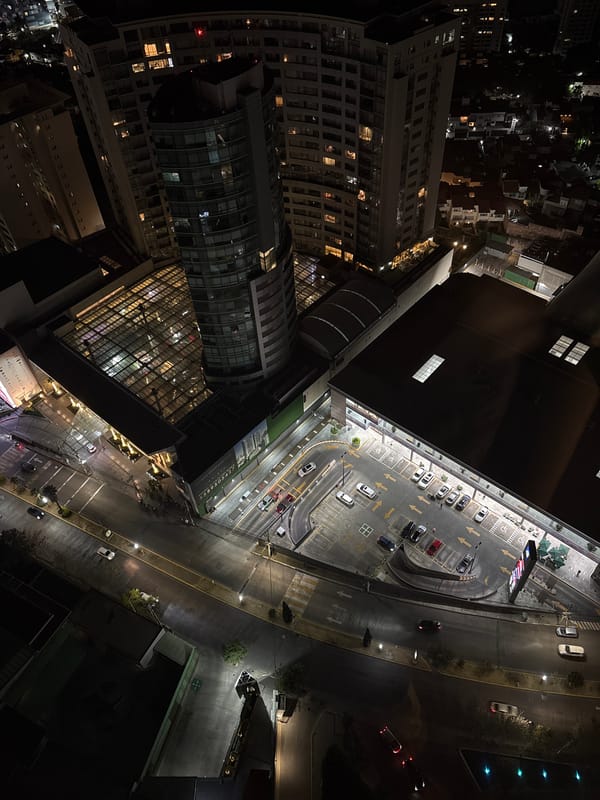 Nighttime aerial views captured over Jesús del Monte urban area