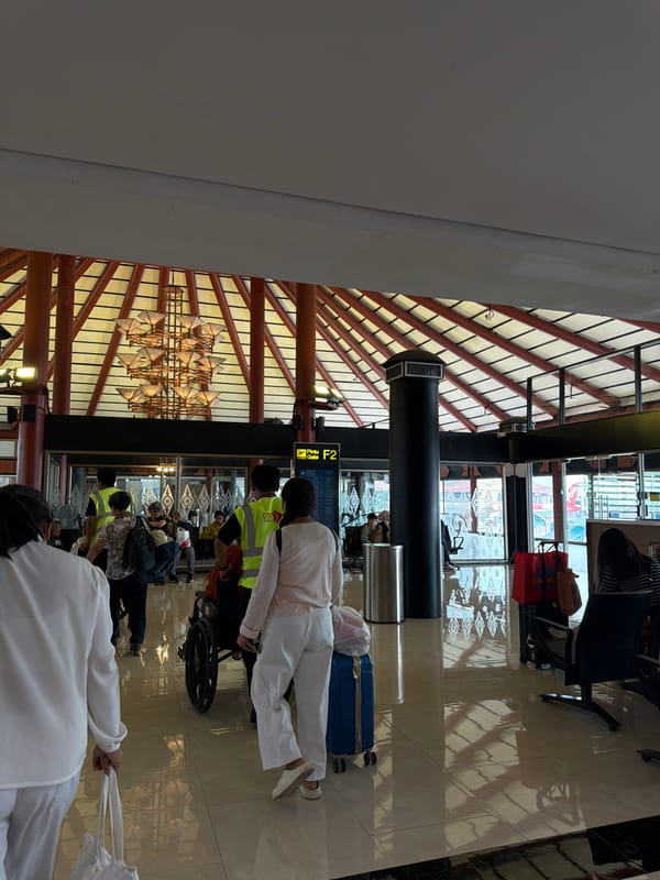 Passenger documents early morning flight departure from Jakarta airport