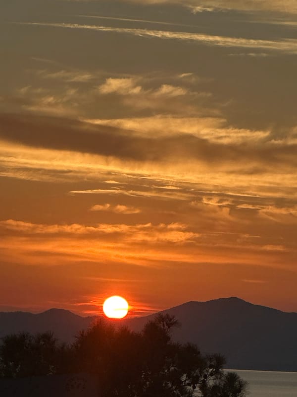 Vibrant sunset observed over Fethiye coastline, Turkey