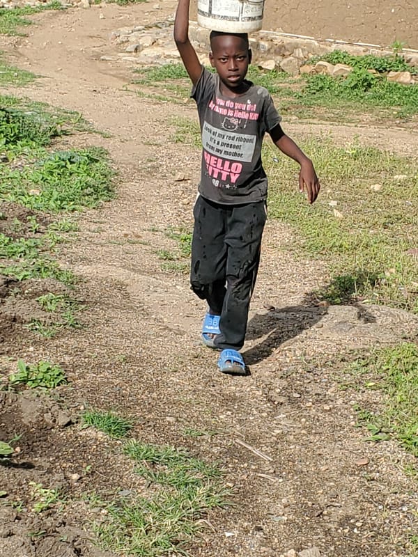 Morning routines along a rural dirt road in Africa