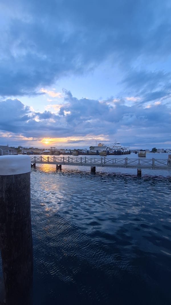 Sunset captured at Nantucket Harbor by multiple witnesses
