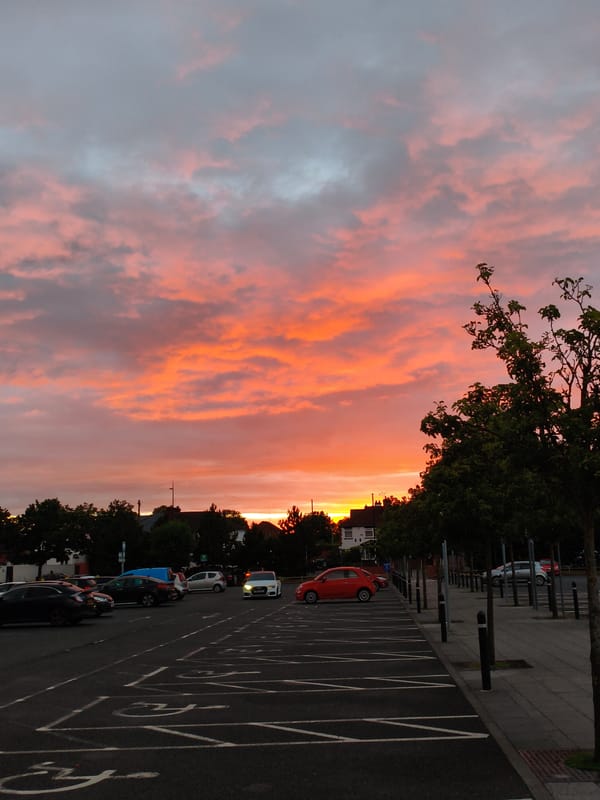 Tesco Extra at dusk, Sandwell parking lot evening light