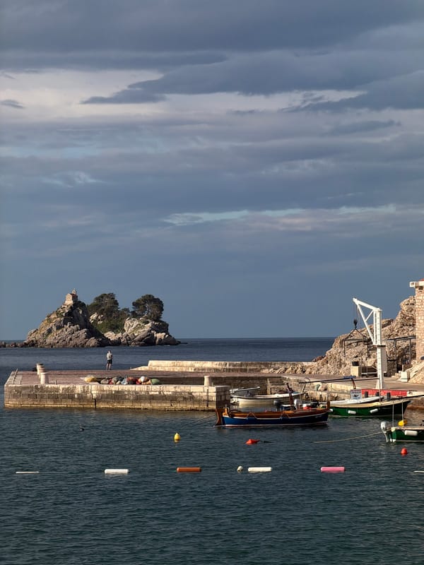 Early morning waterfront scene documented in Petrovac, Montenegro