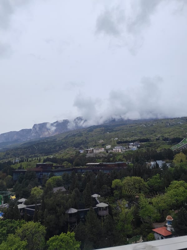 Overcast skies blanket Ukrainian mountains near Simeiz