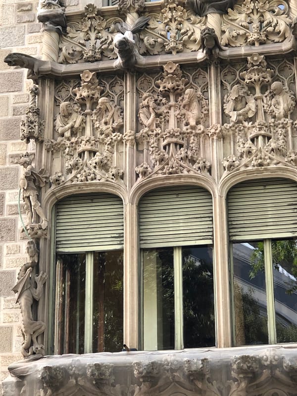 Morning urban walk captures historic architecture and cat feeding