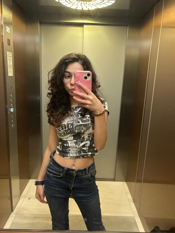 Woman takes selfie in Sofia elevator