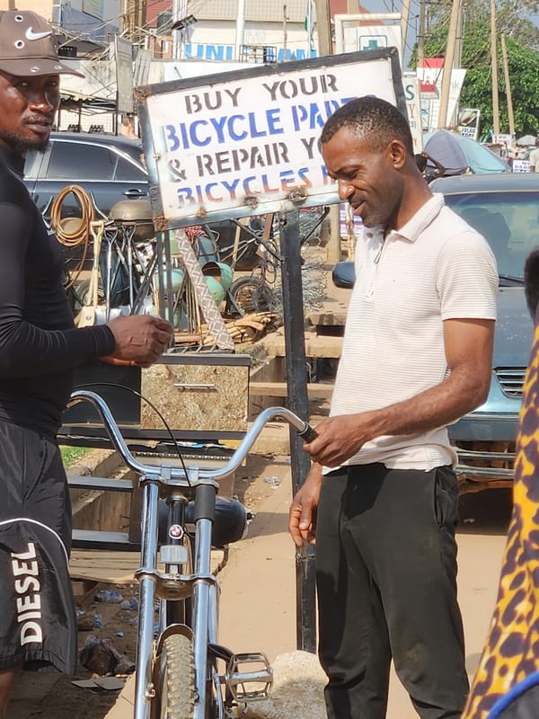 Busy afternoon street scene in Sabon Tasha, Nigeria