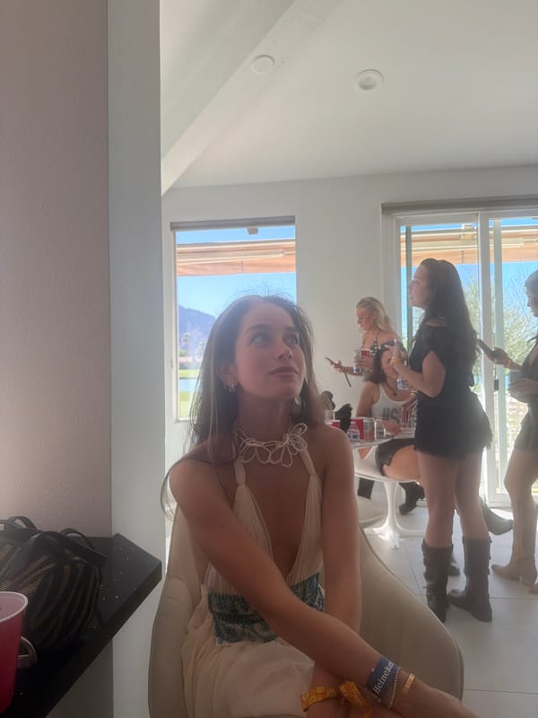 Young women gather indoors in La Quinta, California