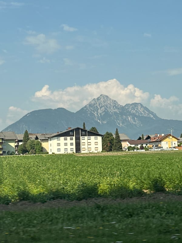 Alpine farmland and mountain views near Salzburg