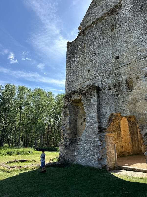 Tourists visit medieval Minster Lovell Hall ruins in Oxfordshire