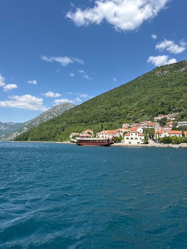 Boat trip captures scenic Bay of Kotor coastline views