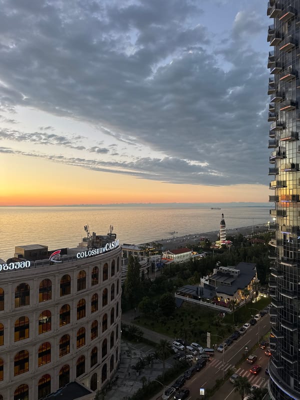 Batumi's Black Sea waterfront at golden hour