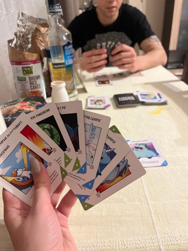 Evening card game and casual moments captured in Varna