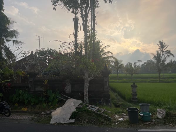Morning scenes from motorcycle garage in Tegallalang, Indonesia