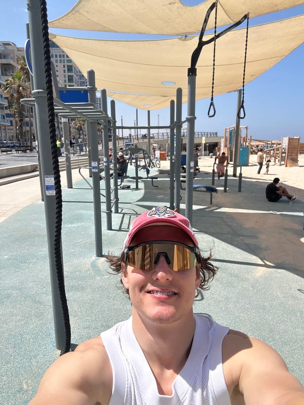 Morning beach activity documented at Tel-Aviv's Gordon Beach