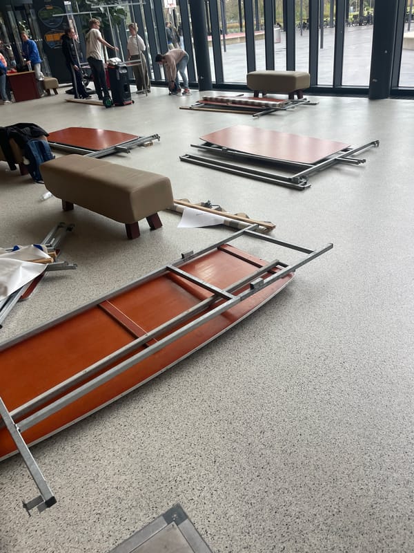 Indoor spaces documented in The Hague fitness center and restroom