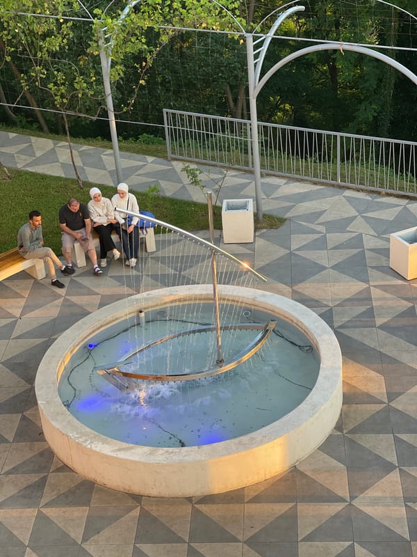 Live outdoor performance on a paved stage in Batumi, Georgia