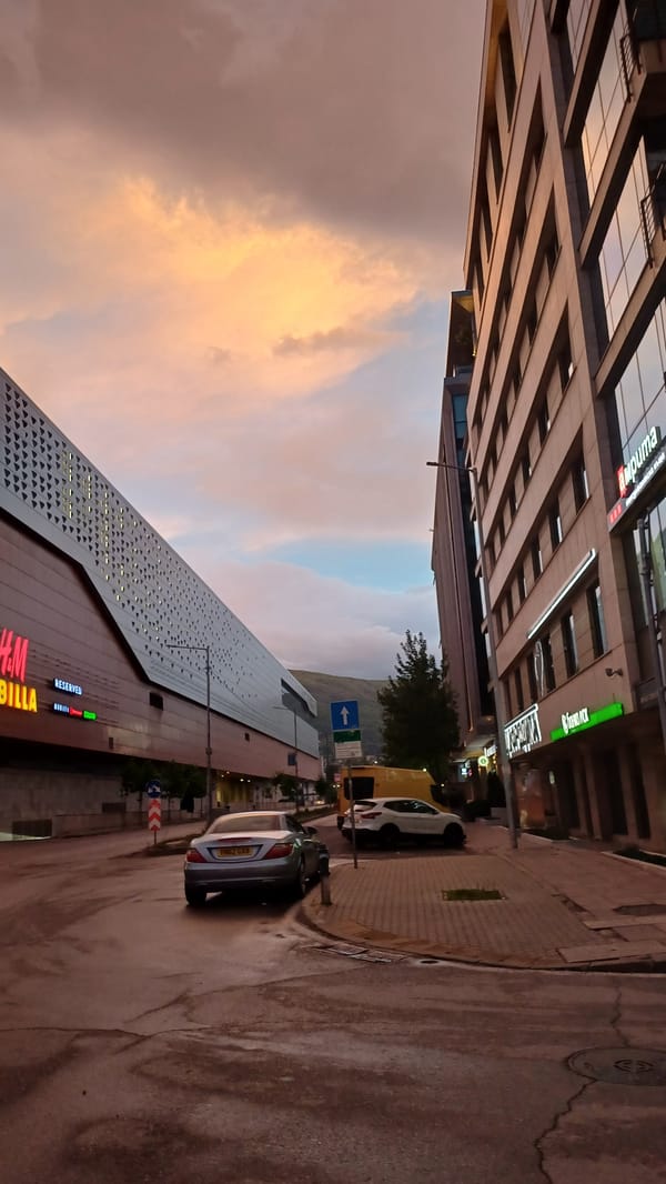 Dusk skyline observed in Sofia, Bulgaria