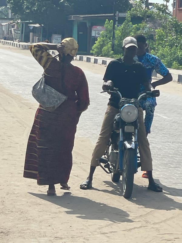 Daily life and concrete production documented in Badagry Nigeria