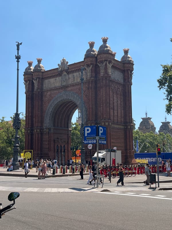 Barcelona's Arc de Triomf on a bright summer morning