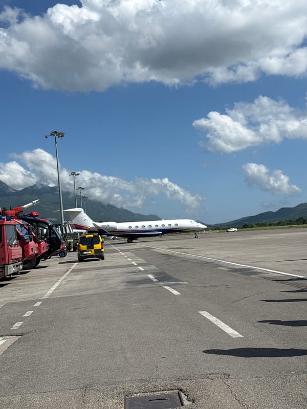 Private jet departure captured at Mrčevac airport, Montenegro