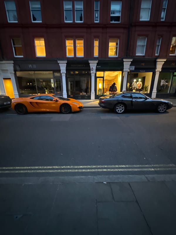 Evening street scene captured in central London