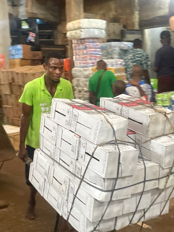 Midday commerce in full swing at Onitsha's busy market