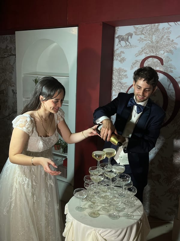Wedding couple performs champagne tower ceremony in Orizaba