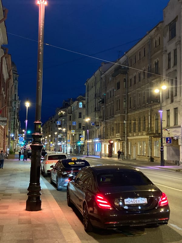 Saint Petersburg street at night, multiple angles
