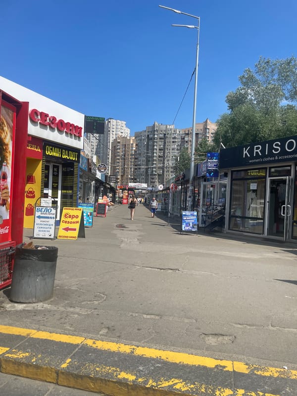 Morning errands and market browsing in eastern Kyiv