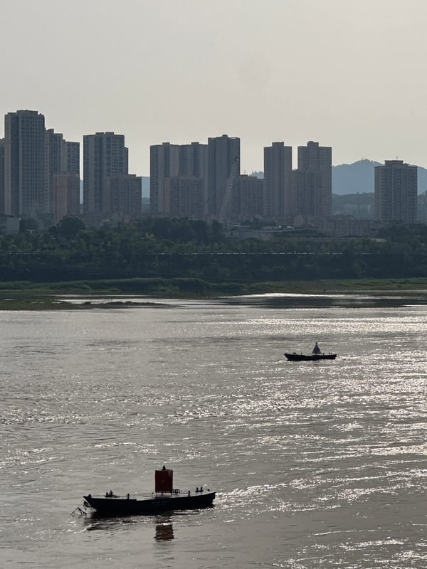 Morning riverside life captured along Yangtze waterfront in Jiangjin