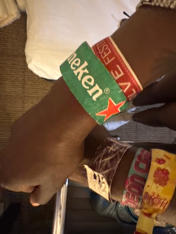 Event wristbands captured on arms in Palm Desert