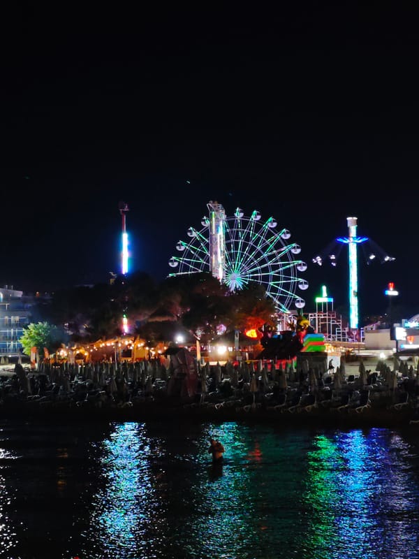 Nesebar's waterfront buzzes on a lit-up summer night