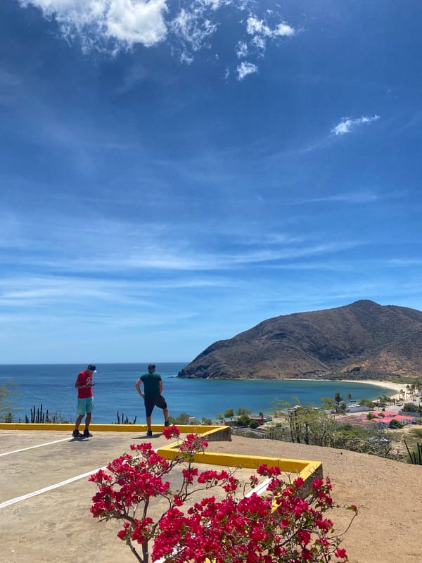 Hilltop views over Juan Griego's bay and coastal town
