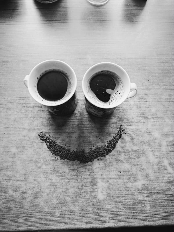Coffee art smiley face created in Russian home
