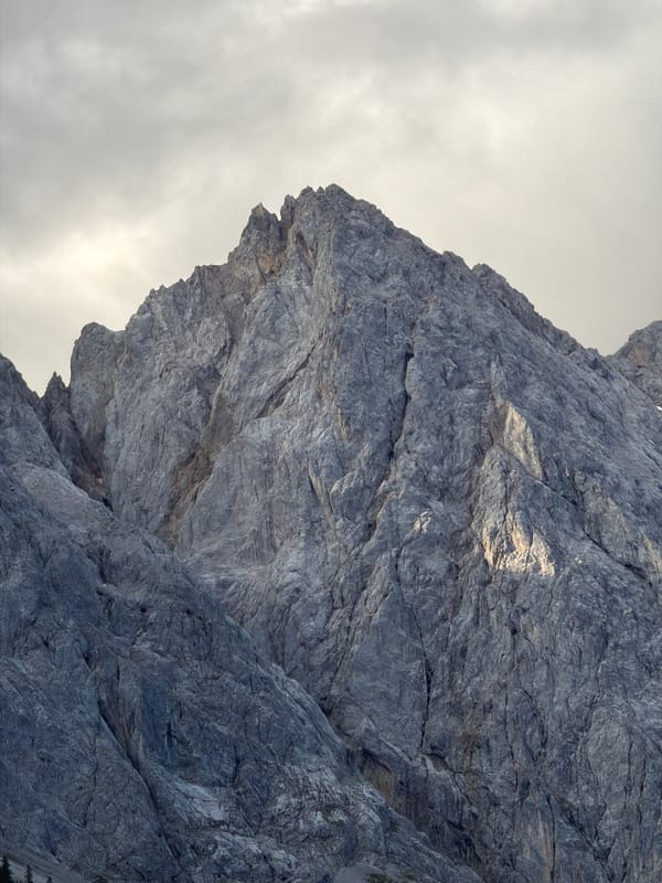Zugspitze rock face and cable car tower, Grainau