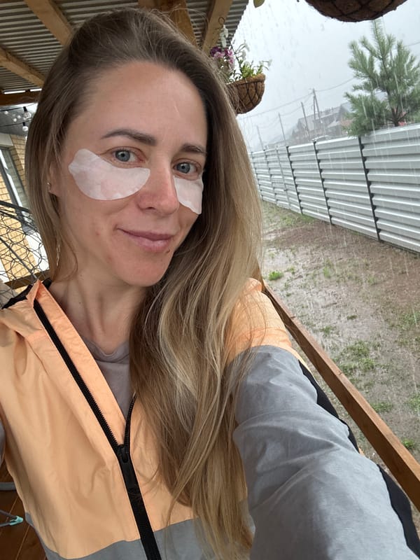 Rainy backyard afternoon in Chaikovsky, Russia
