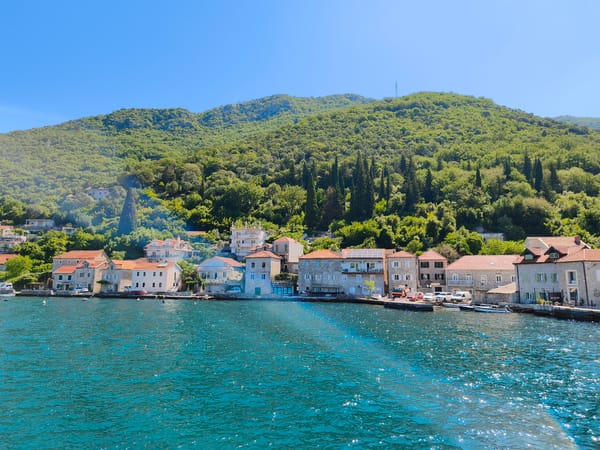 Morning ferry operations documented in Bay of Kotor, Montenegro