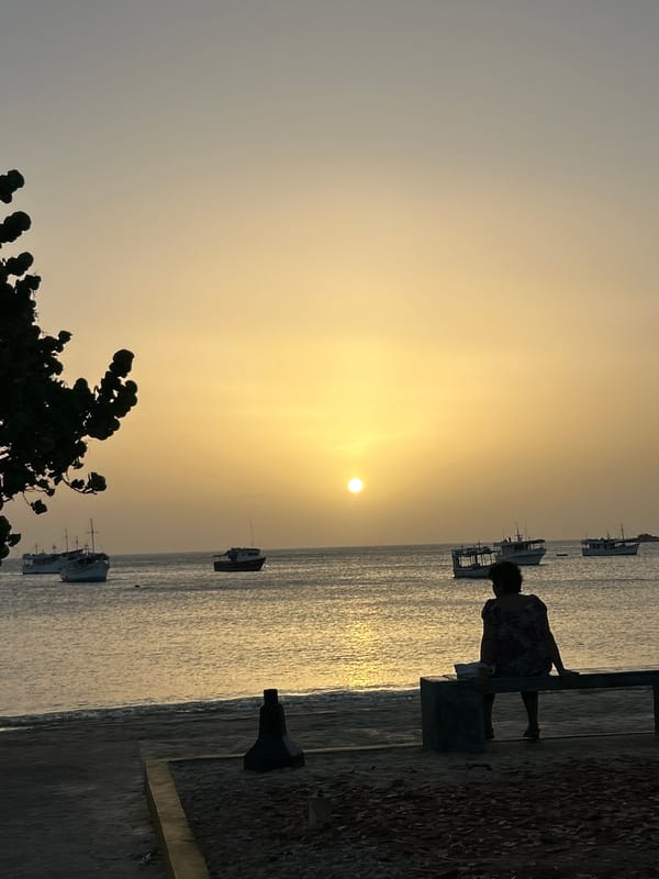 Evening coastal life captured in Juan Griego, Venezuela