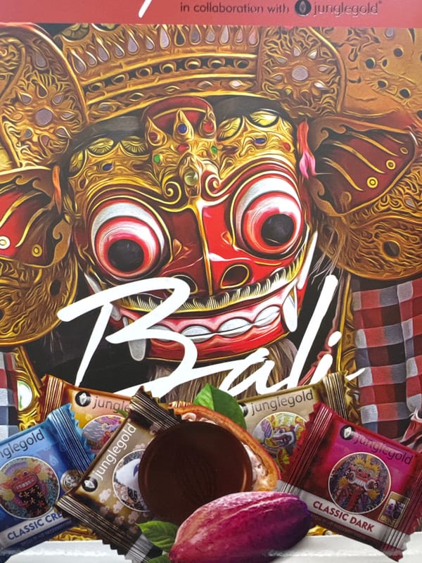 Shopper documents tropical fruit market visit in Bali